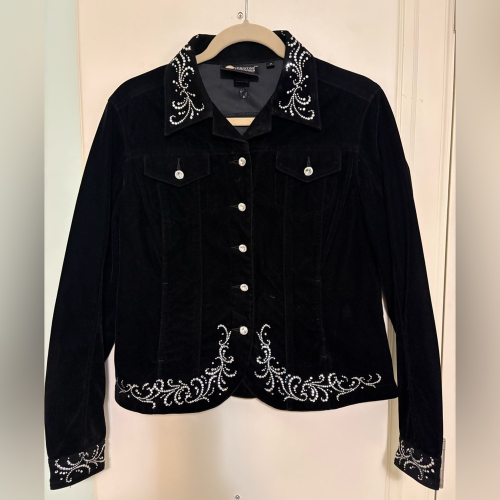 Christine Alexander Black Velvet Jacket with Crystal Embellishment